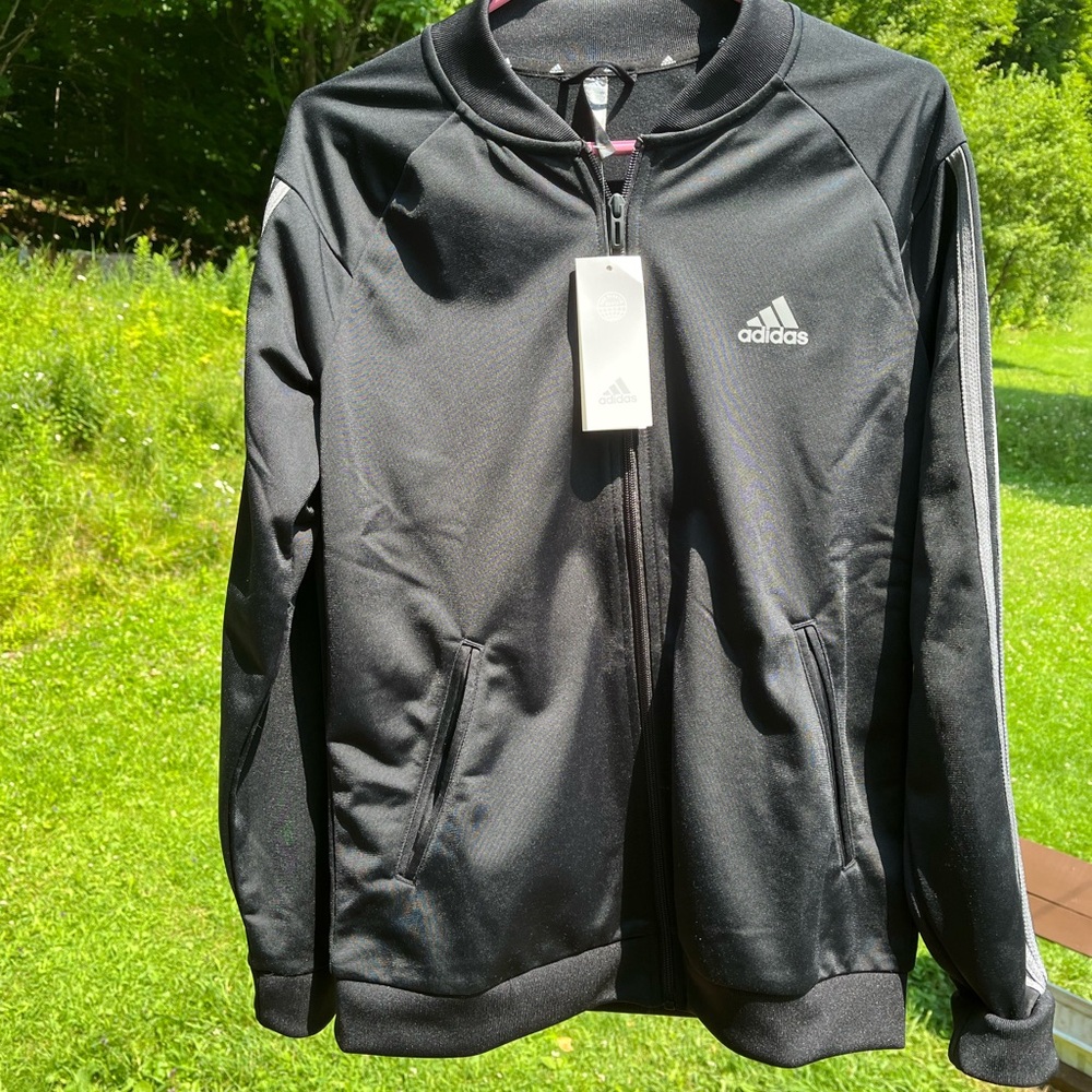 Adidas 3 stripes track jacket Black and Gray NWT size Medium